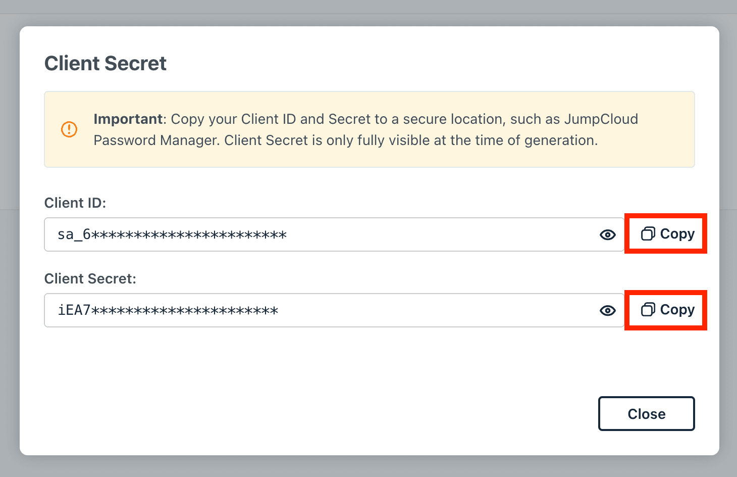 Copy the Client ID and Client Secret before closing