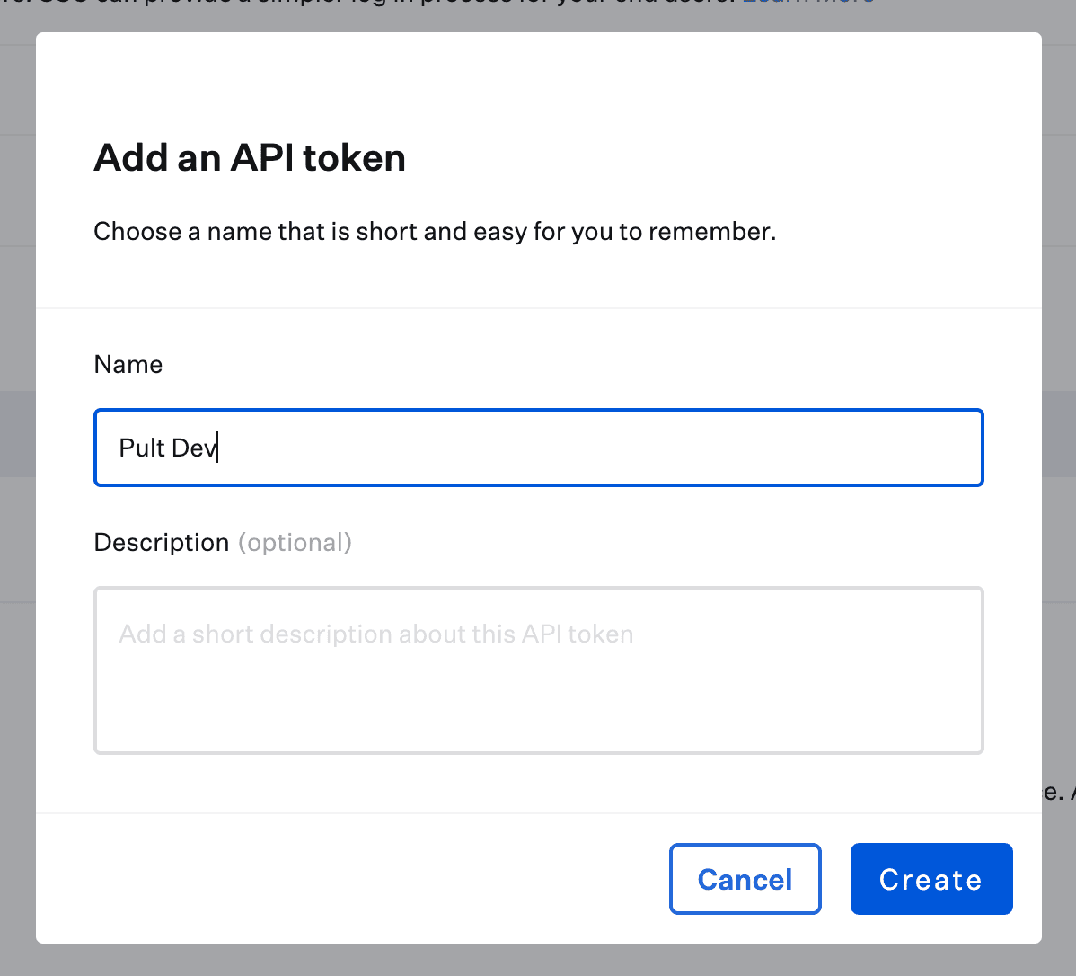 Enter a name and click Create