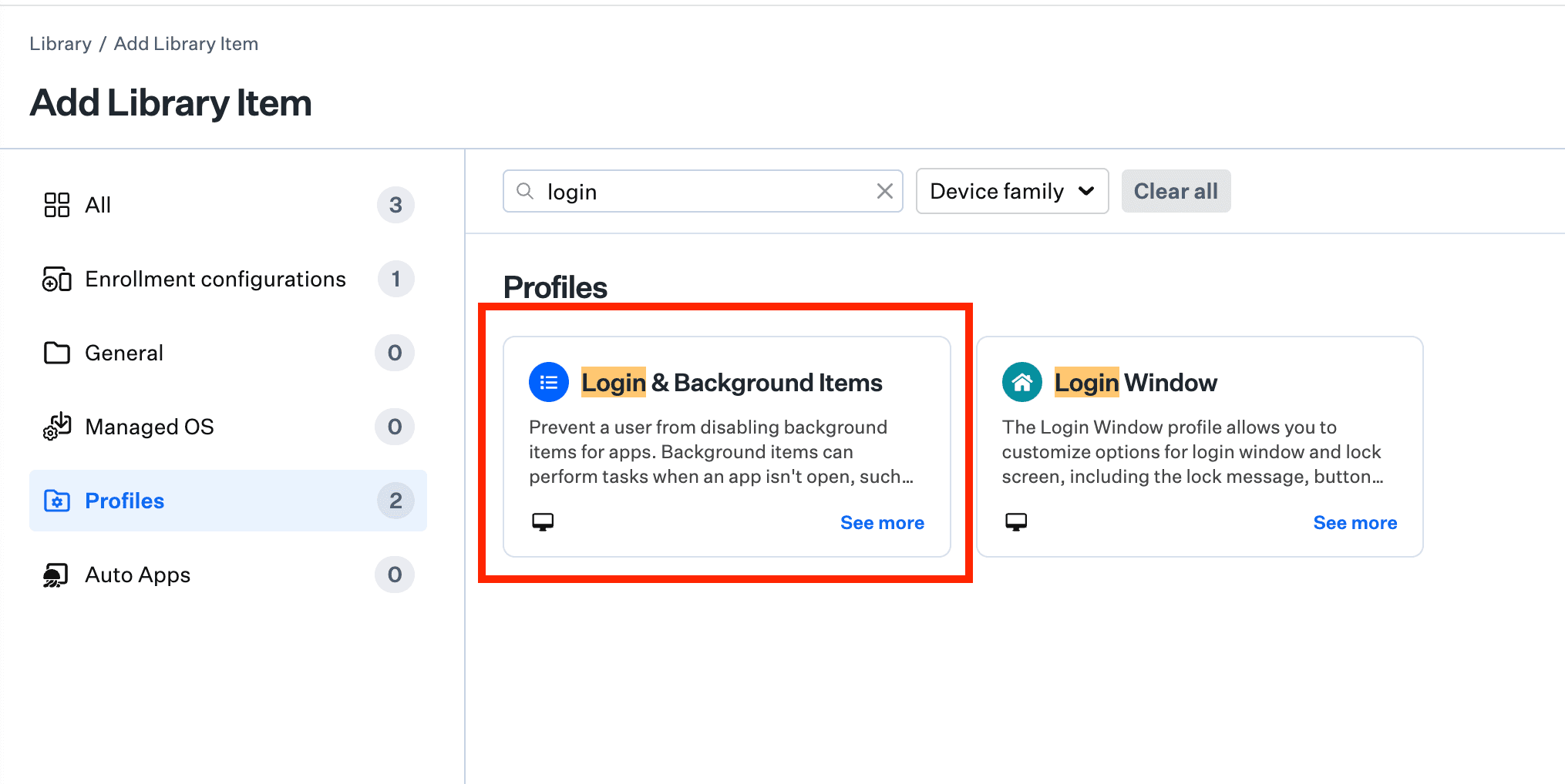 Search for login and select Login & Background Items