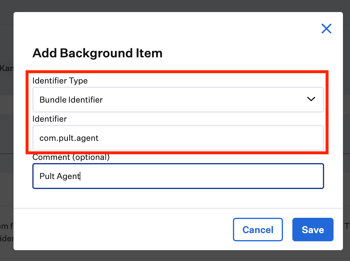 Set the identifier type, identifier, and comment