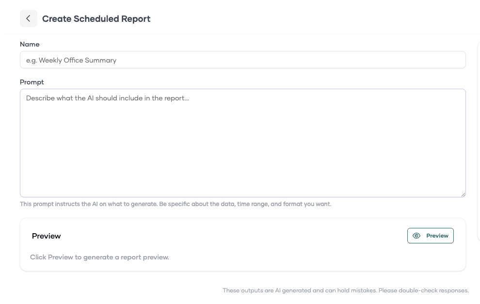Fill out the scheduled report form